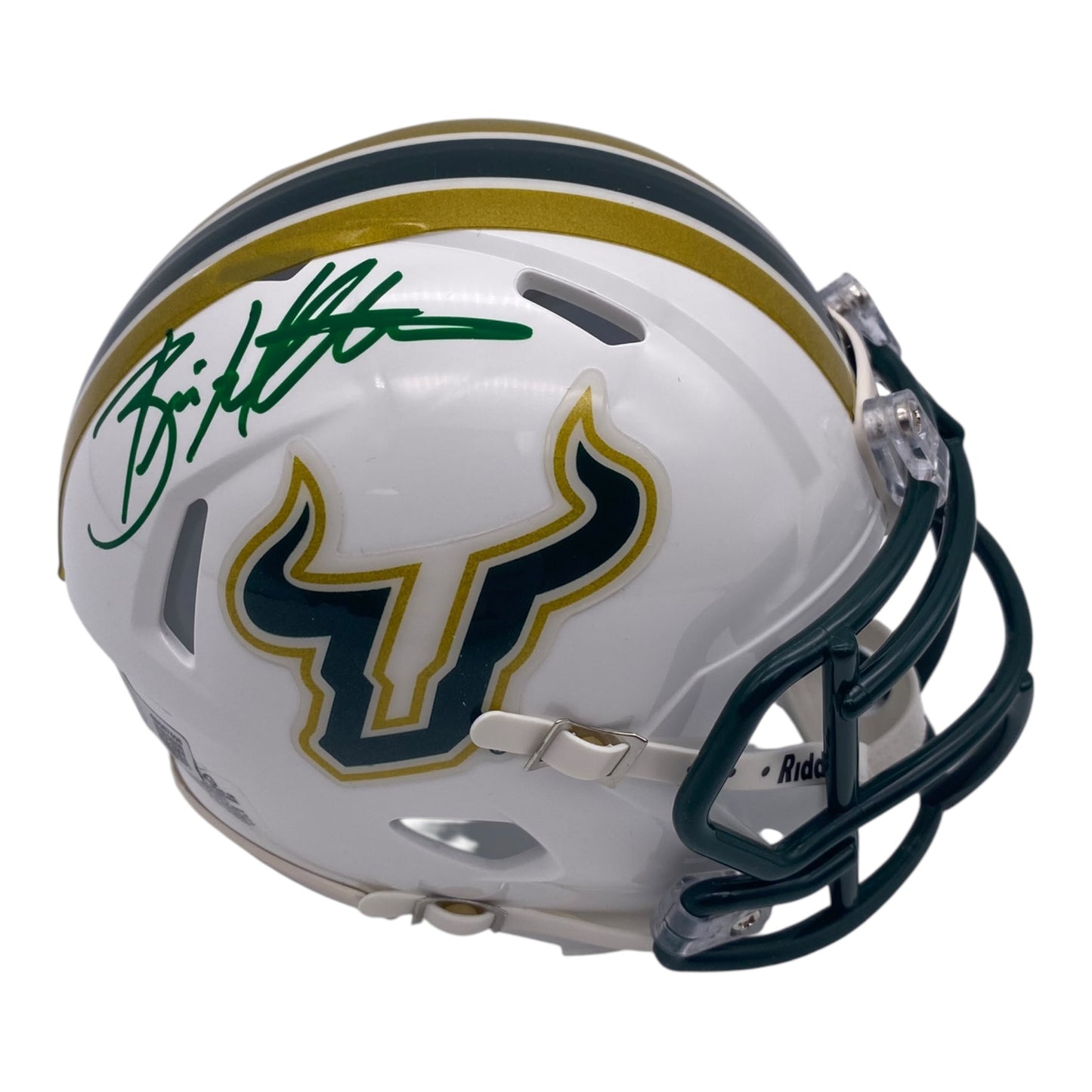 Brian Hartline Signed University of South Florida USF Bulls White Speed Mini Helmet
