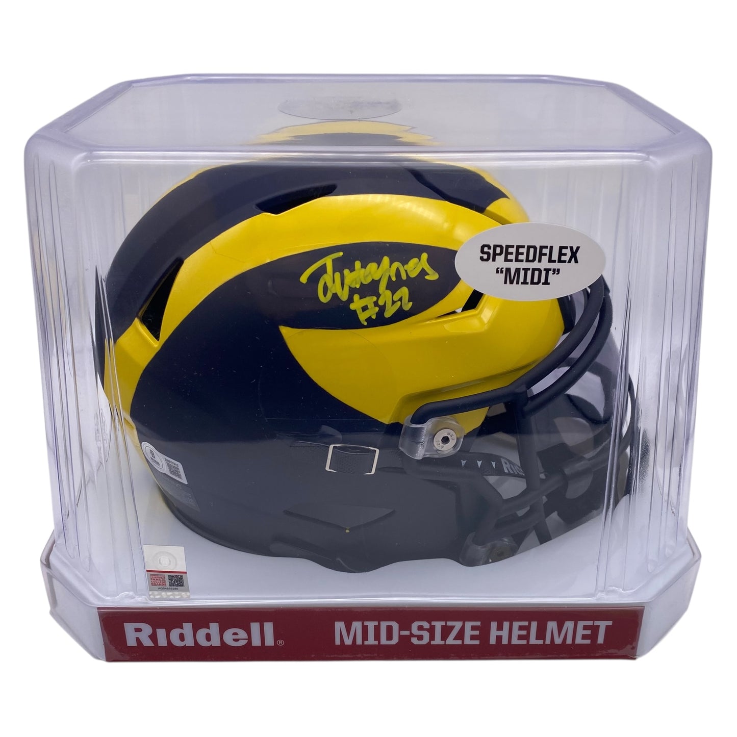 Justice Haynes Signed Michigan Wolverines MIDI Football Helmet Mid Size Speedflex New for 2025