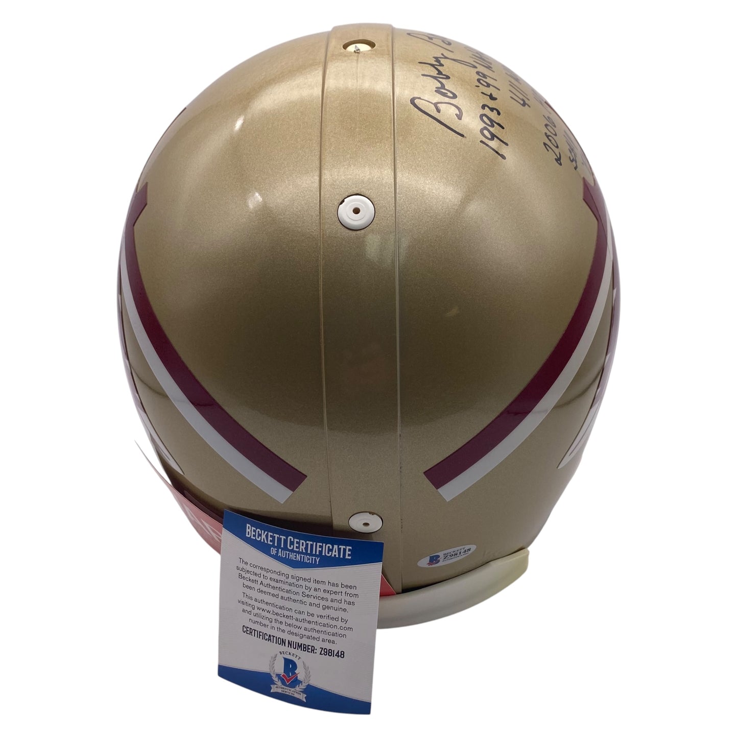 Coach Bobby Bowden Career Achievements Signed Florida State Seminoles Full Size Authentic Football Helmet