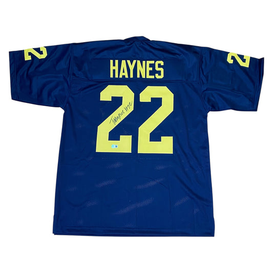 Justice Haynes Signed #22 Stitched Blue Jersey Michigan Wolverines Style