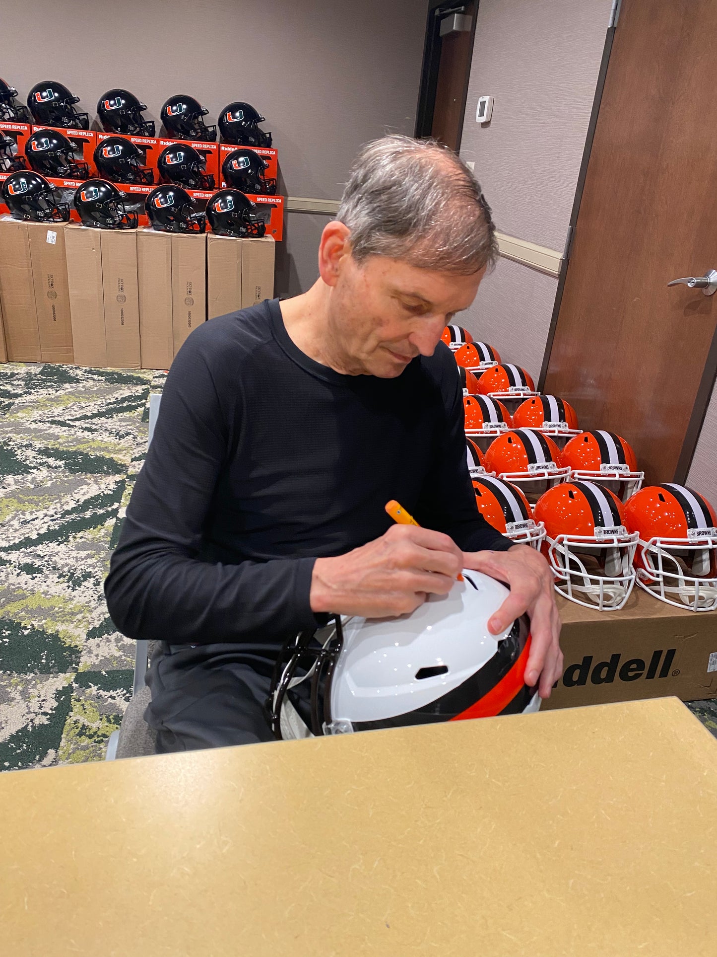 Bernie Kosar signed Cleveland Browns White Alternate Replica Full Size Helmet