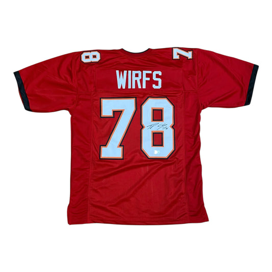 Tristan Wirfs signed red #78 stitched jersey