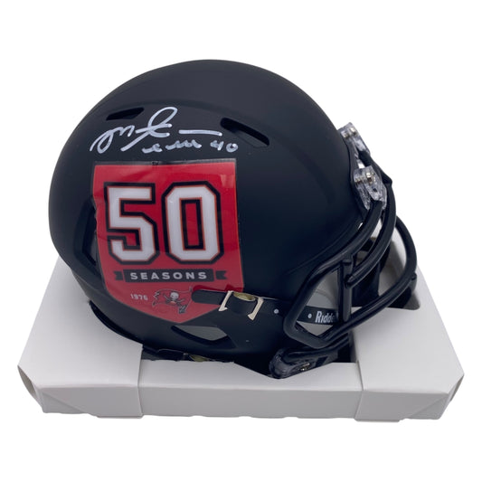 Mike Alstott Signed Tampa Bay Buccaneers 50th Anniversary Alternate Speed Mini Helmet