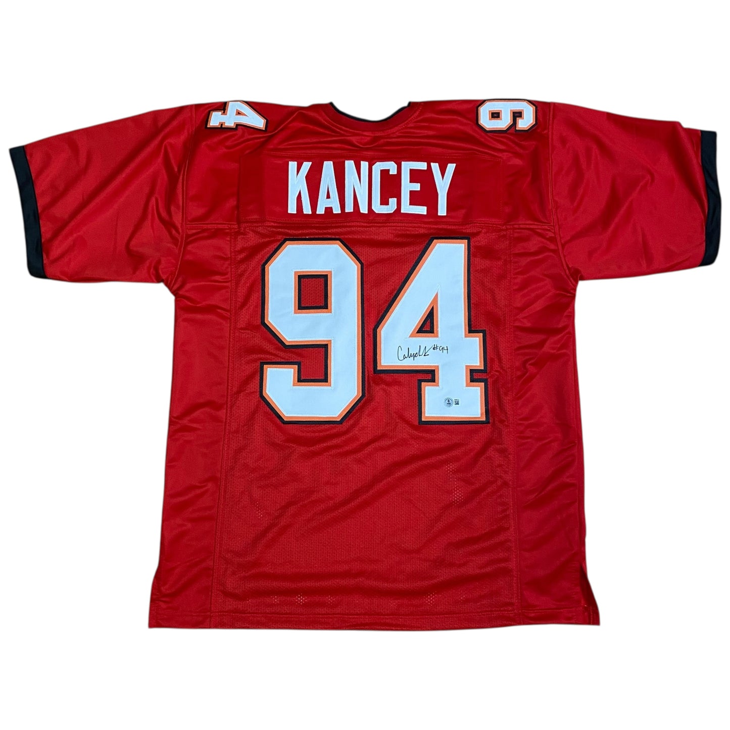Calijah Kancey Signed #94 Stitched Jersey Tampa Bay Bucs Style Red