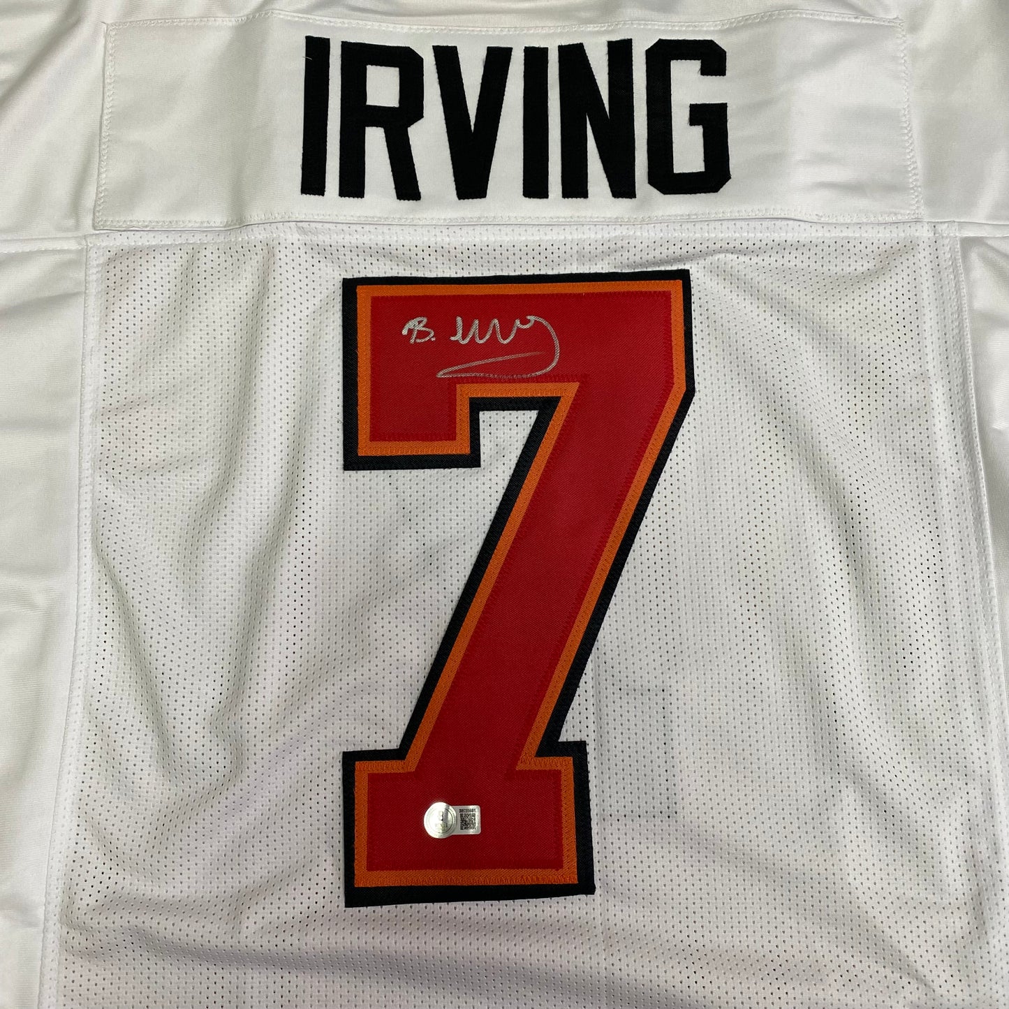 Bucky Irving signed white #7 stitched jersey