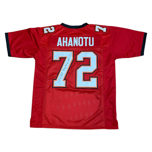 Chidi Ahanotu Signed Red #72 Stitched Jersey - Tampa Bay Buccaneers DL