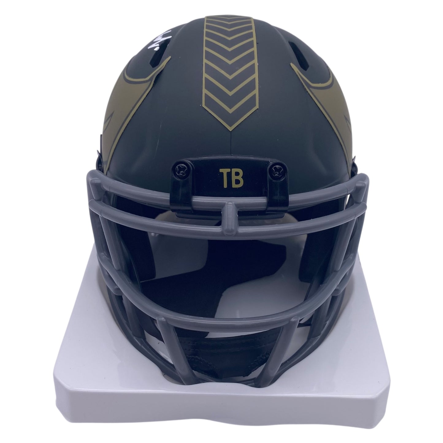 Gene Deckerhoff The Voice of the Bucs Signed Tampa Bay Buccaneers Salute To Service Alternate Speed Mini Helmet