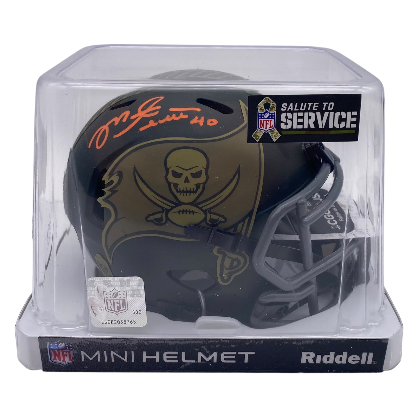 Mike Alstott Signed Tampa Bay Buccaneers 2025 Salute to Service Alternate Speed Mini Helmet