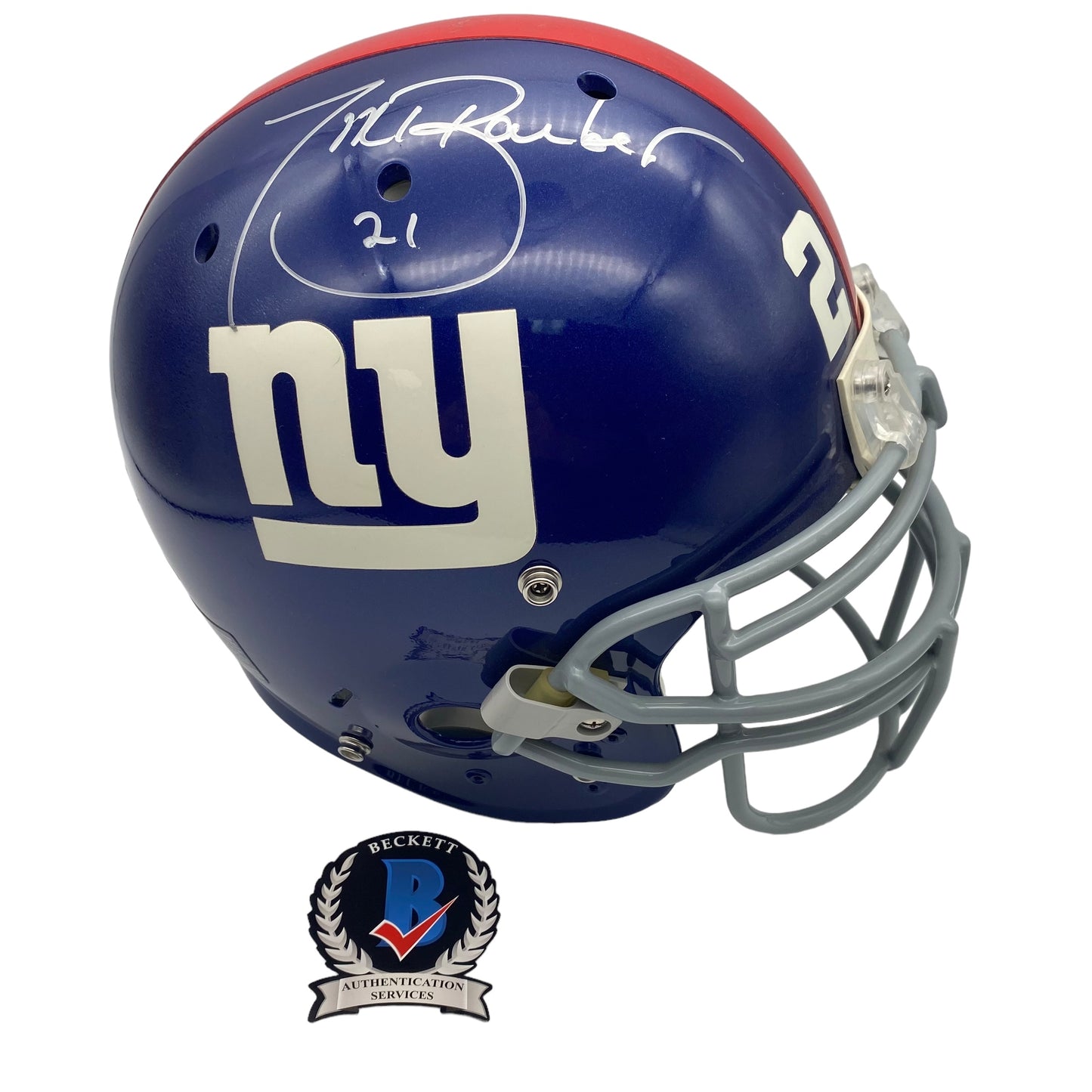 Tiki Barber Signed New York Giants Full Size Authentic On Field Game Issue Style Helmet