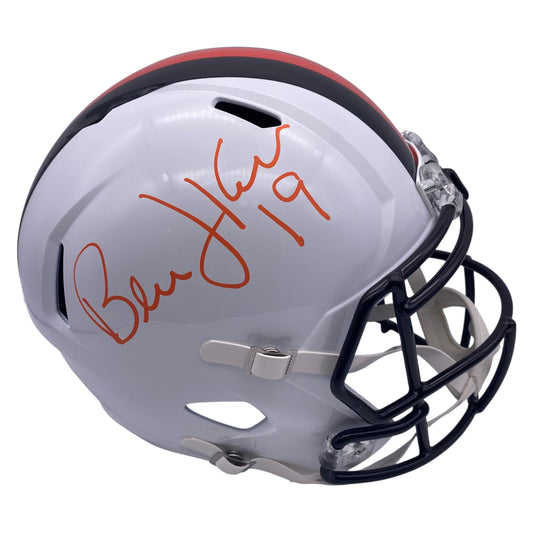Bernie Kosar signed Cleveland Browns White Alternate Replica Full Size Helmet