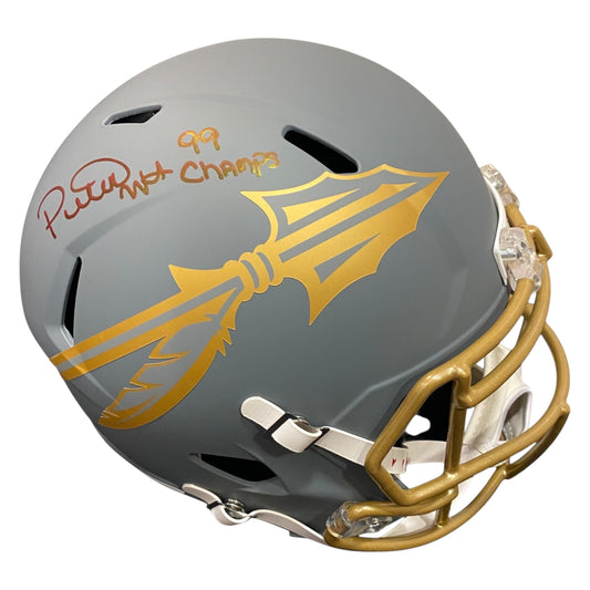 Peter Warrick 99 National Champions Signed Florida State Seminoles Full Size Replica Football Helmet