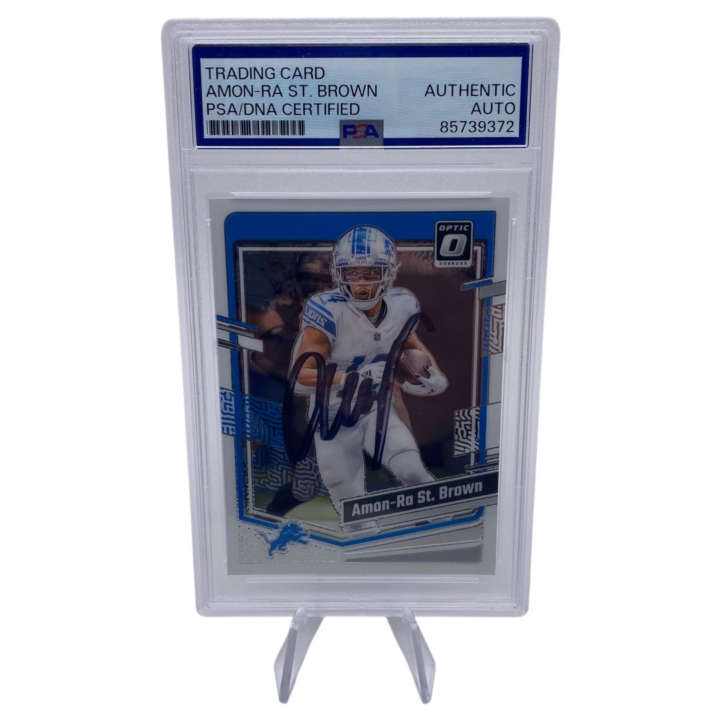Amon-ra St. Brown Signed Detroit Lions 2023 Panini Donruss Optic Trading Card PSA/DNA Slabbed