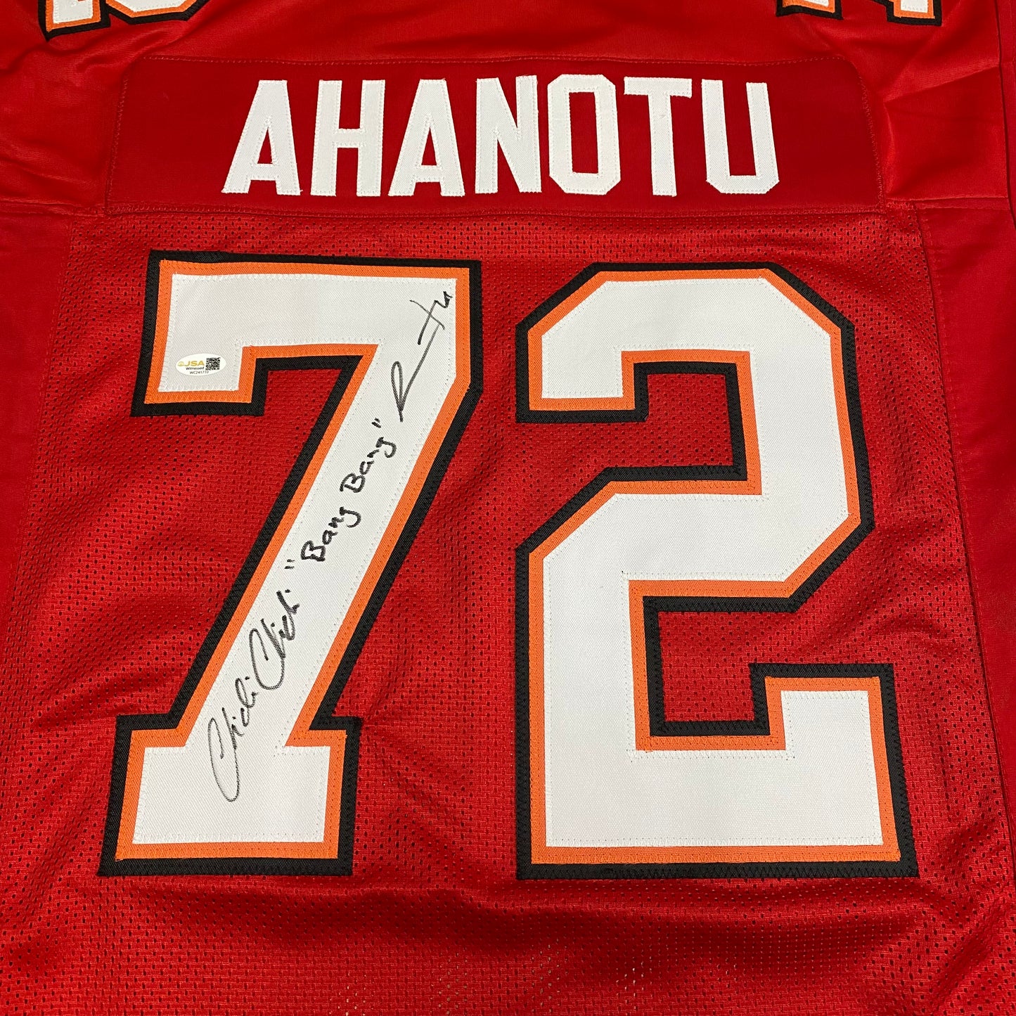 Chidi Ahanotu Signed Red #72 Stitched Jersey - Tampa Bay Buccaneers DL