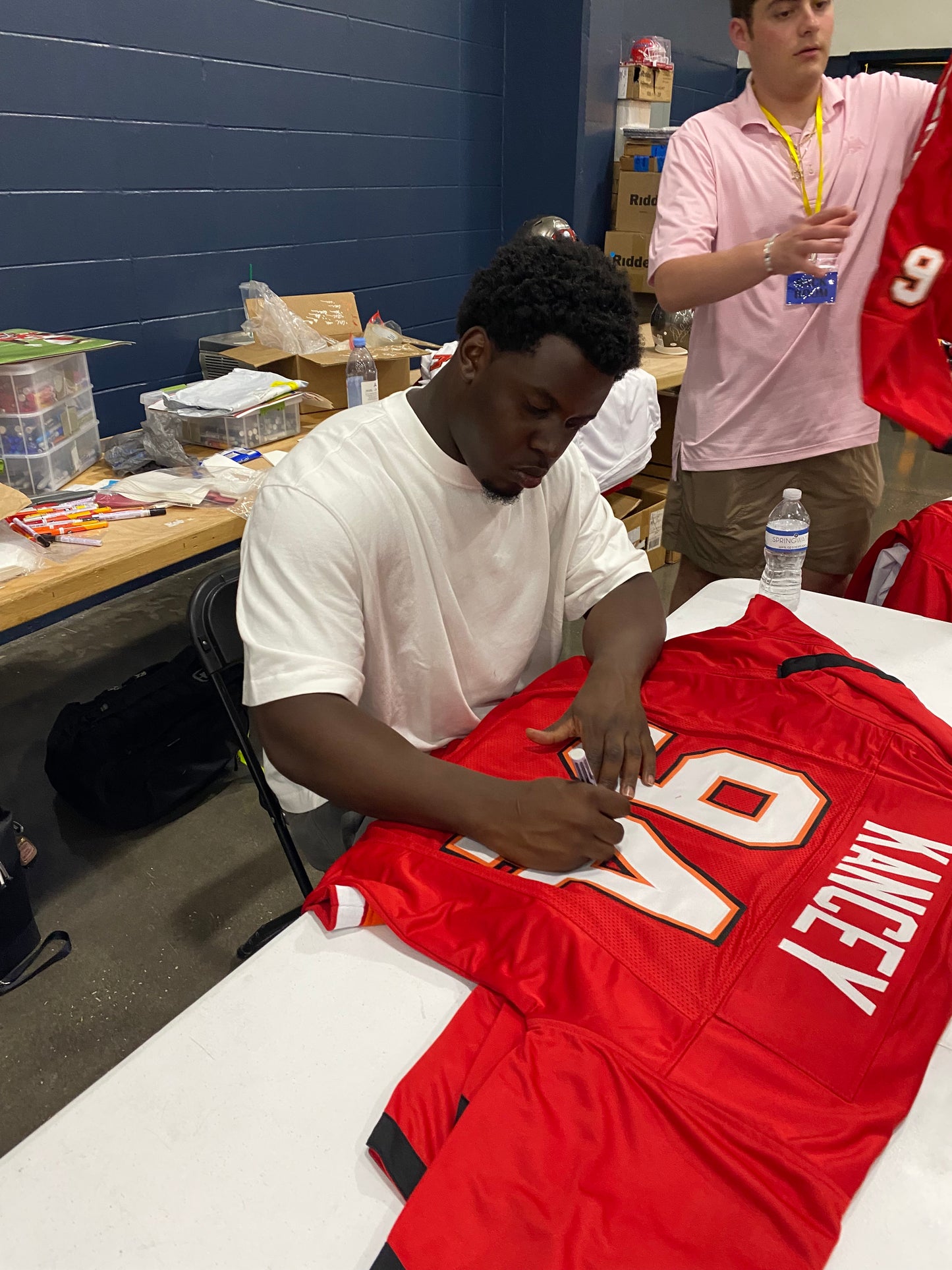 Calijah Kancey Signed #94 Stitched Jersey Tampa Bay Bucs Style Red