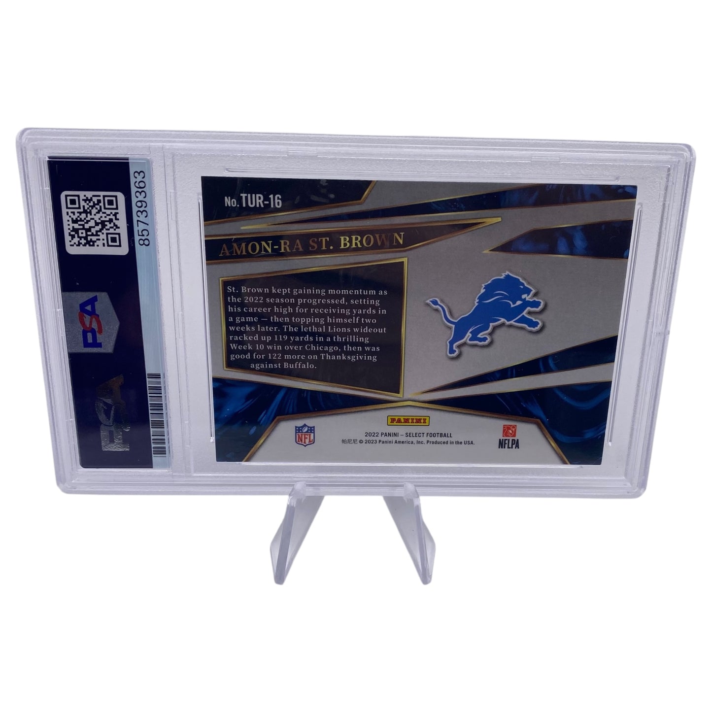 Amon-ra St. Brown Signed Detroit Lions 2022 Panini Select Turbo Charged Trading Card PSA/DNA Slabbed