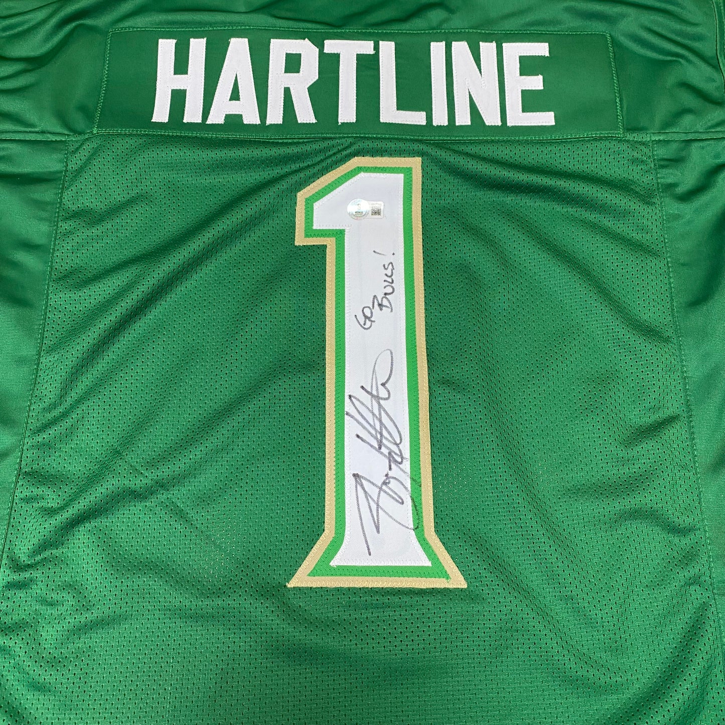 Brian Hartline Signed Green #1 Jersey - South Florida USF Bulls Coach