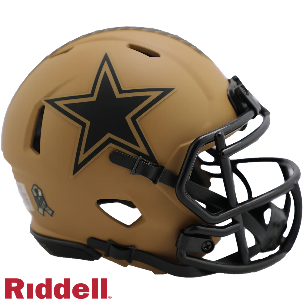 Tony Romo Signed Dallas Cowboys 2023 Salute to Service Alternate Mini Speed Football Helmet