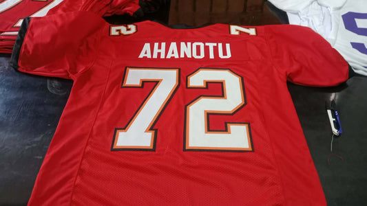 Chidi Ahanotu Signed Red Stitched #72 Jersey - Tampa Bay Buccaneers DL